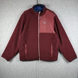 FourLaps Jacket Mens Size Large Blue Reversible Red Sherpa Windbreaker Zip Up